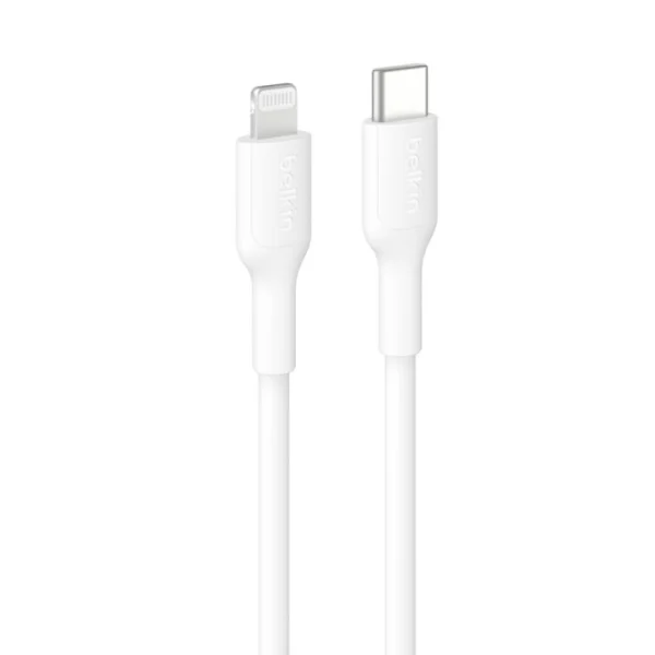 Belkin BoostCharge USB-C Cable(1M) with Lightning Connector – White (CAA021FQ1MWH), 3A/15W Belkin BoostCharge USB-C Cable(1M) with Lightning Connector - White (CAA021FQ1MWH), 3A/15W
