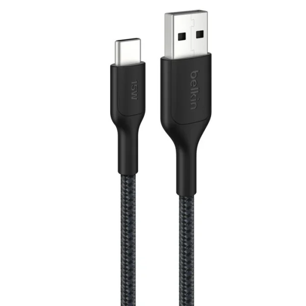Belkin BoostCharge Pro Braided USB-C to USB-A Cable (2M) – Black (CAB022fq2MBK), 3A/15W Belkin BoostCharge Pro Braided USB-C to USB-A Cable (2M) - Black (CAB022fq2MBK), 3A/15W