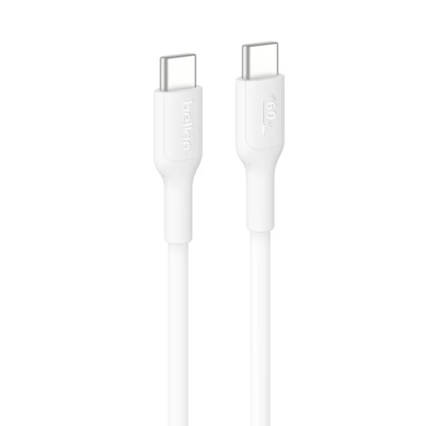 Belkin BoostCharge USB-C to USB-C Cable (1M) – White (CAB023fq1MWH), 3A/60W, 480Mbps, 300K+ Belkin BoostCharge USB-C to USB-C Cable (1M) - White (CAB023fq1MWH), 3A/60W, 480Mbps