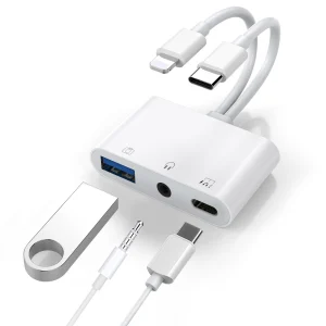 USP DPADAC35MMLightning/USB-C to USB Adapter features a USB OTG Port, 3.5mm Headphone Jack & USP DPADAC35MM Lightning/USB-C to USB Adapter features a USB OTG Port