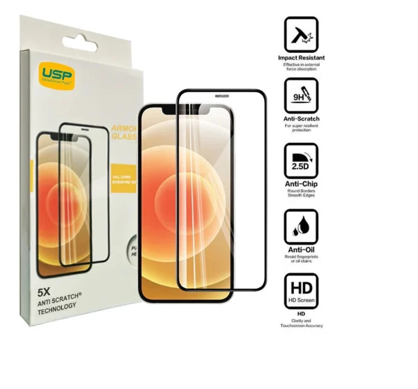 USP SPUAG125Apple iPhone 12 Mini (5.4′) Armor Glass Full Cover Screen Protector USP SPUAG125 Apple iPhone 12 Mini (5.4') Armor Glass Full Cover Screen Protector