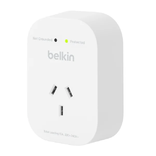 Belkin SurgePro 1-Outlet Surge Protector - White (SRA010AU),1800 Joules