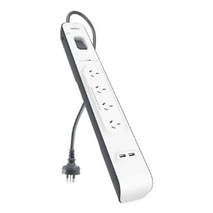 Belkin SurgePlus 4-Outlet Surge Protector With Dual USB Port 2.4 Amp-White(BSV401au2M),Heavy Belkin SurgePlus 4-Outlet Surge Protector With Dual USB Port 2.4 Amp-White(BSV401au2M),Heavy