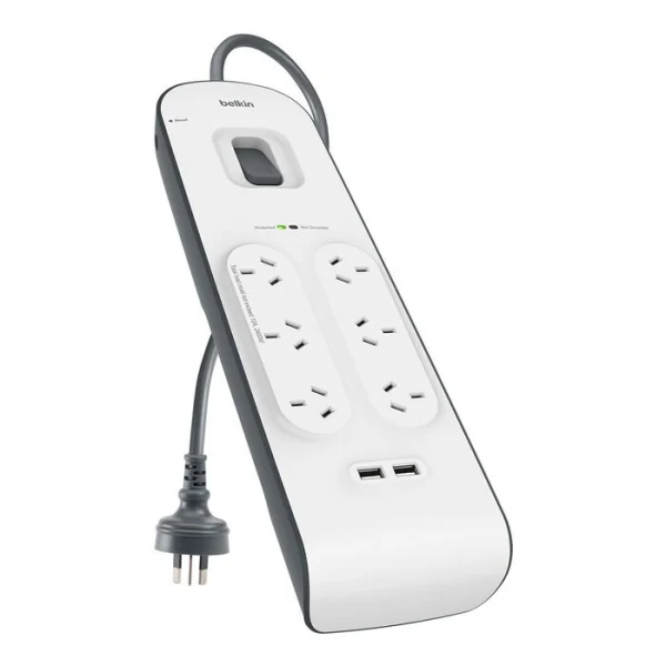 Belkin SurgePlus 6-Outlet Surge Protector With Dual USB Port 2.4 Amp-White(BSV604au2M),Heavy Belkin SurgePlus 6-Outlet Surge Protector With Dual USB Port 2.4 Amp-White(BSV604au2M),Heavy