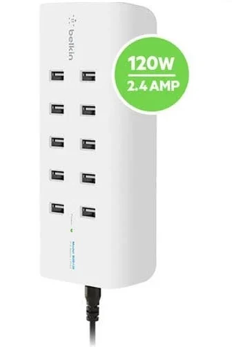 Belkin RockStar™ 10-Port USB-A Charging Station – White (B2B139au), Intelligent Charging,120W Belkin RockStar™ 10-Port USB-A Charging Station - White (B2B139au), Intelligent Charging,120W