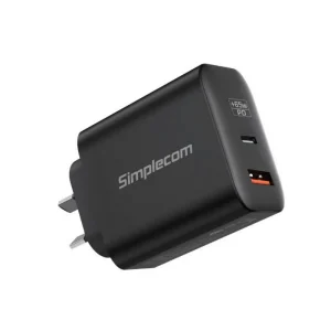 Simplecom CU265 Dual Port PD 65W GaN Fast Wall Charger USB-C + USB-A for Phone Laptop