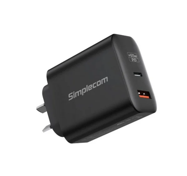 Simplecom CU265 Dual Port PD 65W GaN Fast Wall Charger USB-C + USB-A for Phone Laptop Simplecom CU265 Dual Port PD 65W GaN Fast Wall Charger USB-C + USB-A for Phone Laptop
