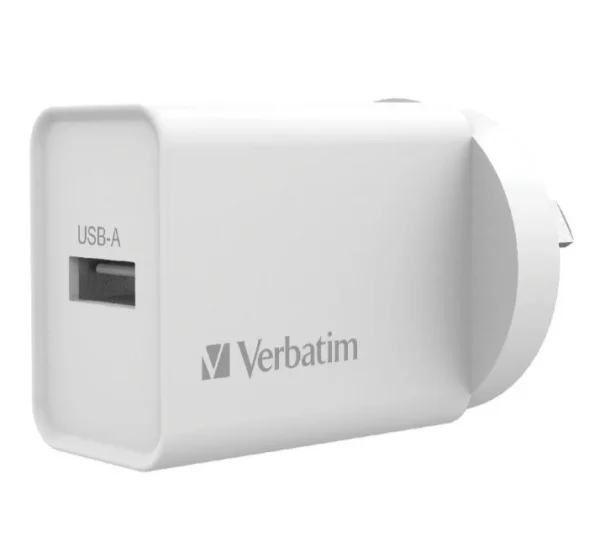 Verbatim USB Charger Single Port 2.4A - White Single Port Wall Charger Rohs, CE, Apple