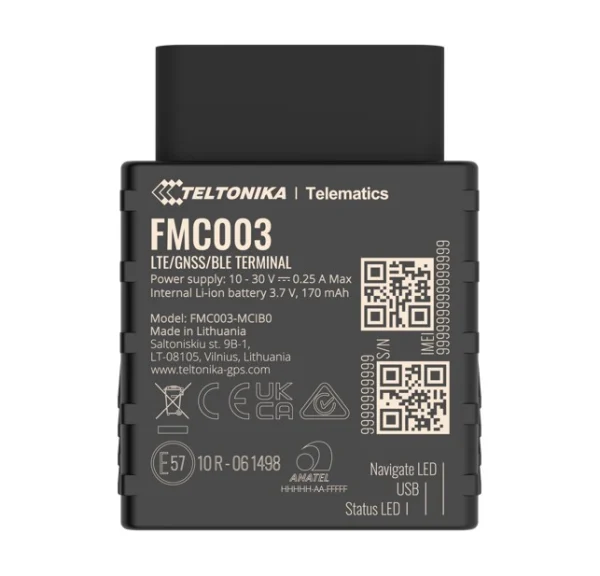 Teltonika FMC003WMNJ01FMC003 Advanced Plug and Track Real-Time Tracking Terminal with GNSS Teltonika FMC003WMNJ01 FMC003 Advanced Plug and Track Real-Time Tracking Terminal with GNSS