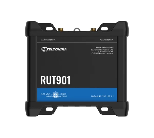Teltonika RUT901000400 RUT901 Industrial Cellular Router, 4G LTE (Cat 4), Dual SIM, Wi-Fi