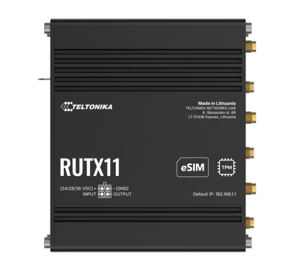Teltonika RUTX11240200RUTX11 Industrial Cellular eSIM Router, 4G LTE CAT 6, Dual SIM with auto Teltonika RUTX11240200 RUTX11 Industrial Cellular eSIM Router, 4G LTE CAT 6, Dual SIM