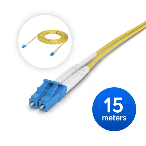 Ubiquiti UACC-OFC-S2-LULU-15M OS2 Duplex LC UPC Fiber Patch Cable, Length 15M