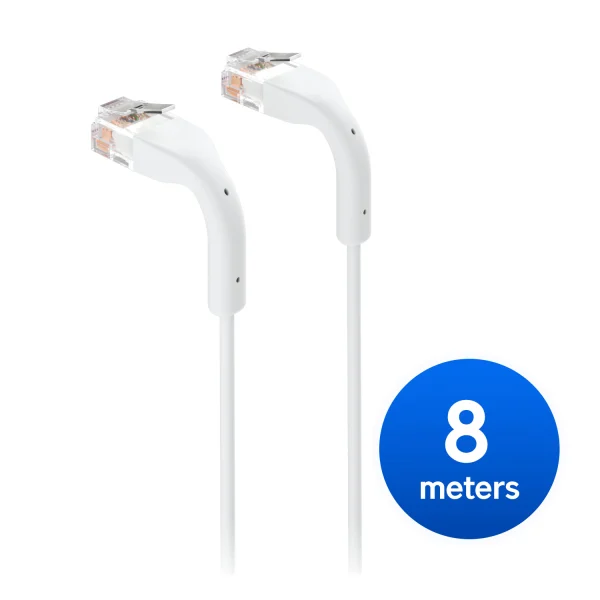 Ubiquiti U-CABLE-PATCH-8M-RJ45 UniFi Patch Cable 8m White, Both End Bendable to 90 Degree Ubiquiti UniFi Patch Cable 8m White, Both End Bendable to 90 Degree, RJ45 Ethernet Cable