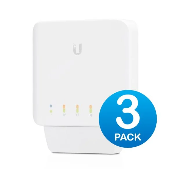 Ubiquiti USW Flex 3 Pack- Managed, Layer 2 Gigabit switch with auto-sensing 802.3af PoE Ubiquiti USW Flex 3 Pack- Managed, Layer 2 Gigabit switch