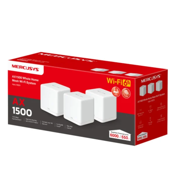 TP-LINK Mercusys Halo H60X(3-pack) AX1500 Whole Home Mesh Wi-Fi 6 System TP-LINK Mercusys Halo H60X(3-pack) AX1500 Whole Home Mesh Wi-Fi 6 System