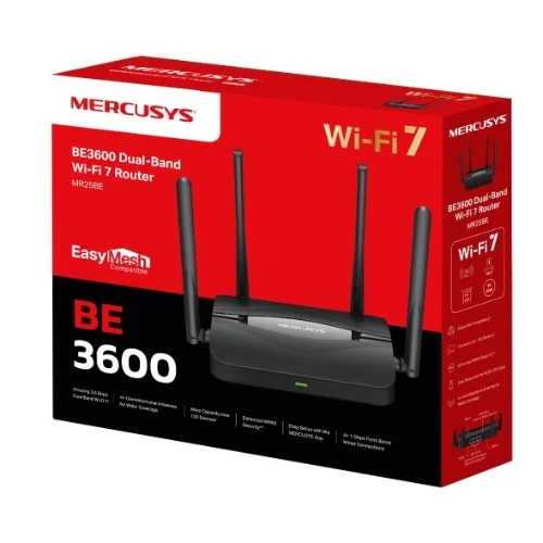 TP-LINK Mercusys MR25BE BE3600 Dual Band Wi-Fi 7 Router , 3.6 Gbps Mbps Dual-Band Speeds TP-LINK Mercusys MR25BE BE3600 Dual Band Wi-Fi 7 Router , 3.6 Gbps Mbps Dual-Band Speeds