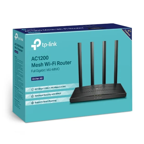 TP-Link Archer A6 AC1200 Wireless MU-MIMO Gigabit Router (OneMesh) Dual-Band Wi-Fi