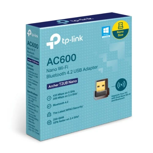 TP-LINK Archer T2UB Nano AC600 Nano Wi-Fi Bluetooth 4.2 USB Adapter, Dual Band, Wireless