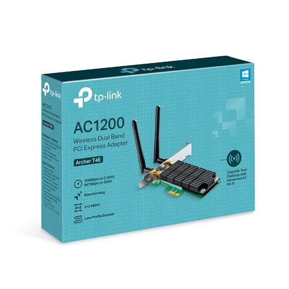 TP-Link Archer T4E AC1200 Wireless Dual Band PCIe Adapter, 867Mbps @ 5Ghz, 300Mbps @ 2.4Ghz TP-Link Archer T4E AC1200 Wireless Dual Band PCIe Adapter, 867Mbps @ 5Ghz, 300Mbps @ 2.4Ghz