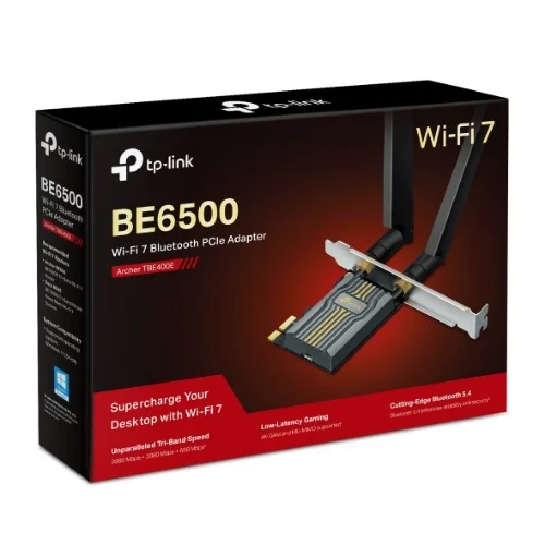 TP-Link Archer TBE400E BE6500 Wi-Fi 7 Bluetooth 5.4 PCIe Adapter, 6GHz@2882 Mbps