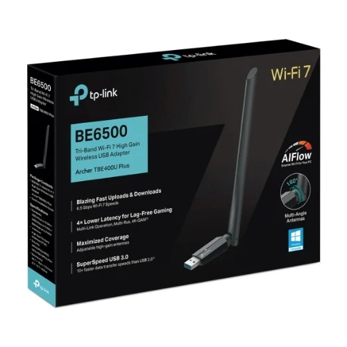 TP-Link Archer TBE400U Plus BE6500 Tri-Band Wi-Fi 7 High Gain Wireless USB Adapter TP-Link Archer TBE400U Plus BE6500 Tri-Band Wi-Fi 7 High Gain Wireless USB Adapter