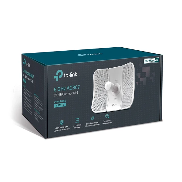 TP-Link CPE710 5GHz AC 867Mbps 23dBi High-gain Directional Outdoor CPE, IP65 Weather Proof