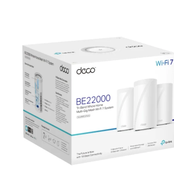 TP-Link Deco BE85(3-pack) BE22000 Tri-Band Whole Home Mesh Wi-Fi 7 System (WIFI7) 1376 Mbps at