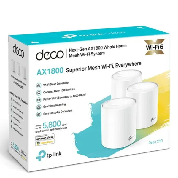 TP-Link Deco X20(3-pack) AX1800 Whole Home Mesh Wi-Fi System, Up To 530 sqm Coverage TP-Link Deco X20(3-pack) AX1800 Whole Home Mesh Wi-Fi System, Up To 530 sqm Coverage