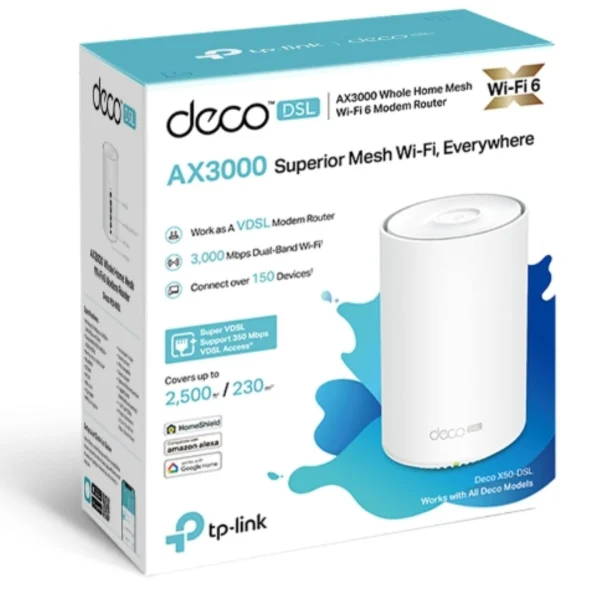 TP-Link Deco X50-DSL(1-pack) AX3000 VDSL Whole Home Mesh WiFi 6 Router TP-Link Deco X50-DSL(1-pack) AX3000 VDSL Whole Home Mesh WiFi 6 Router