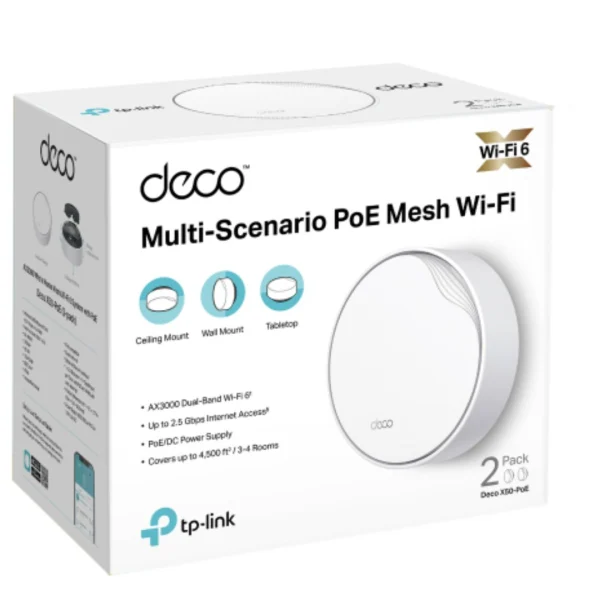 TP-Link Deco X50-PoE(2-pack) AX3000 Whole Home Mesh WiFi 6 System with PoE TP-Link Deco X50-PoE(2-pack) AX3000 Whole Home Mesh WiFi 6 System with PoE