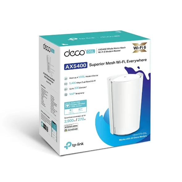 TP-LINK Deco X73-DSL(1-pack) Deco X73-DSL AX5400 VDSL Whole Home Mesh Wi-Fi 6 System