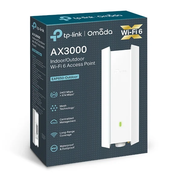 TP-Link EAP650-Outdoor Omada AX3000 Indoor/Outdoor WiFi 6 Access Point