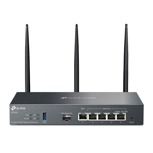 TP-Link ER706W Omada AX3000 Gigabit VPN Router, 6 Gigabit Ports (5 RJ45+1 SFP), Omada Mesh TP-Link ER706W Omada AX3000 Gigabit VPN Router, 6 Gigabit Ports (5 RJ45+1 SFP), Omada Mesh