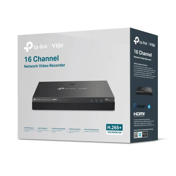 TP-Link VIGI NVR2016H 16 Channel Network Video Recorder, 4K Out, 16MP Decode, H.265+, ONVIF TP-Link VIGI NVR2016H 16 Channel Network Video Recorder, 4K Out, 16MP Decode, H.265+, ONVIF