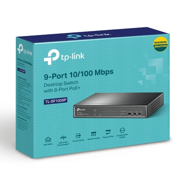 TP-Link TL-SF1009P 9-Port 10/100Mbps Desktop Switch with 8-Port PoE+ TP-Link TL-SF1009P 9-Port 10/100Mbps Desktop Switch with 8-Port PoE+