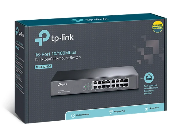 TP-Link TL-SF1016DS 16-Port 10/100Mbps Smart Switch or wall-mounting design Plug and play TP-Link TL-SF1016DS 16-Port 10/100Mbps Smart Switch or wall-mounting design Plug and play