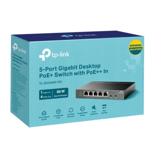 TP-Link TL-SG1005P-PD 5-Port Gigabit Desktop PoE+ Switch with 1-Port PoE++ In TP-Link TL-SG1005P-PD 5-Port Gigabit Desktop PoE+ Switch with 1-Port PoE++ In