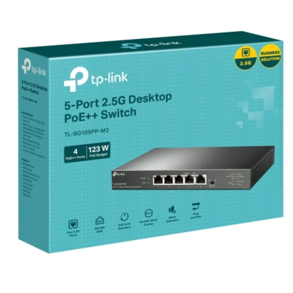 TP-Link TL-SG105PP-M2 5-Port 2.5G Desktop Switch with 4-Port PoE++, 4× 2.5G PoE++ Ports TP-Link TL-SG105PP-M2 5-Port 2.5G Desktop Switch with 4-Port PoE++, 4× 2.5G PoE++ Ports