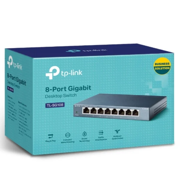 TP-Link TL-SG108 8-Port Gigabit Desktop Switch Steel Case Fanless 11.9Mpps Support 802.1p/DSCP TP-Link TL-SG108 8-Port Gigabit Desktop Switch Steel Case Fanless 11.9Mpps Support 802.1p/DSCP