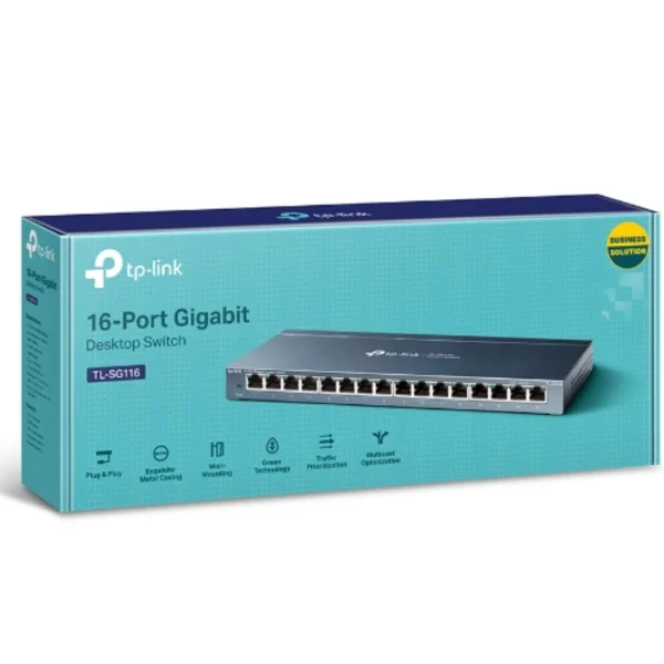 TP-Link TL-SG116 16-Port Gigabit Unmanaged Desktop/Wall Mounting Switch 32Gbps Capacity TP-Link TL-SG116 16-Port Gigabit Unmanaged Desktop/Wall Mounting Switch 32Gbps Capacity