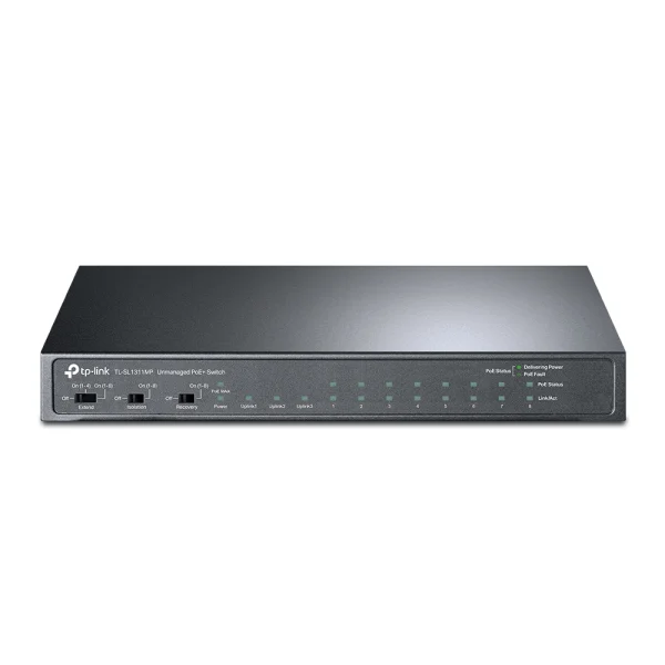 TP-Link TL-SL1311MP 8-Port 10/100Mbps + 3-Port Gigabit Desktop Switch with 8-Port PoE+ TP-Link TL-SL1311MP 8-Port 10/100Mbps + 3-Port Gigabit Desktop Switch with 8-Port PoE+