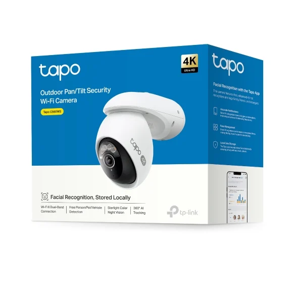 TP-Link TC46 Outdoor Pan/Tilt Security Wi-Fi Camera, 4K 8MP, Starlight Colour Night Vision
