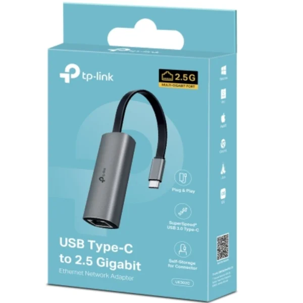 TP-Link UE302C USB Type-C to 2.5 Gigabit Ethernet Network Adapter, 1 USB 3.0 Type-C Connector