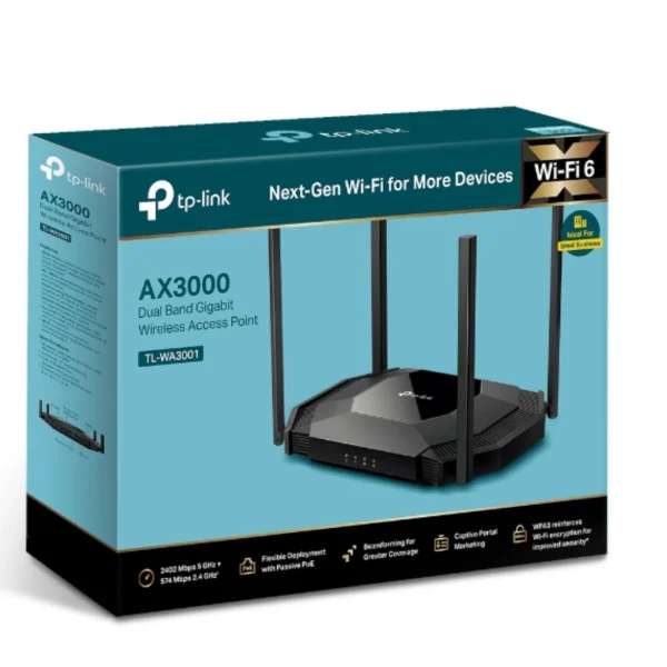 TP-Link TL-WA3001 AX3000 Gigabit Wi-Fi 6 Access Point, 3000 Mbps Dual Band WiFi , Passive PoE