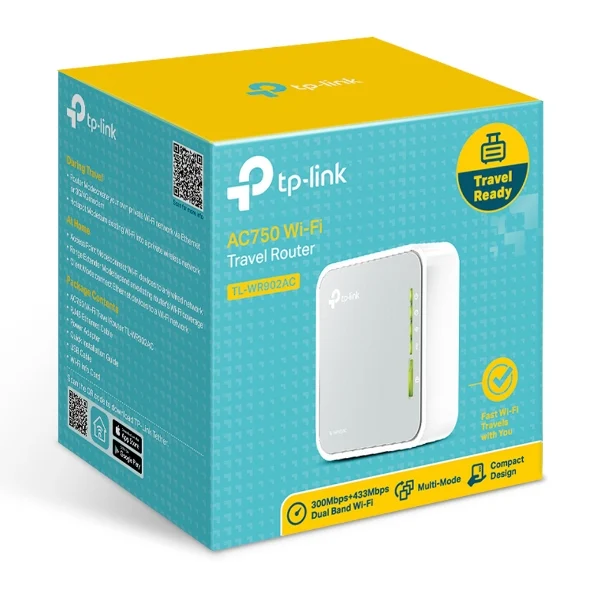TP-Link TL-WR902AC AC750 750Mbps Dual Band WiFi Wireless Travel Router 1x100Mbps LAN/WAN USB TP-Link TL-WR902AC AC750 750Mbps Dual Band WiFi Wireless Travel Router 1x100Mbps LAN/WAN USB
