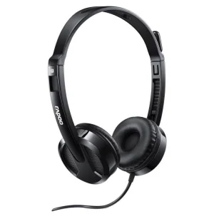 Rapoo H100-BlackH100 Wired Stereo Headsets – HD Voice Rotary Microphone Volume Adjustment Rapoo H100-Black H100 Wired Stereo Headsets
