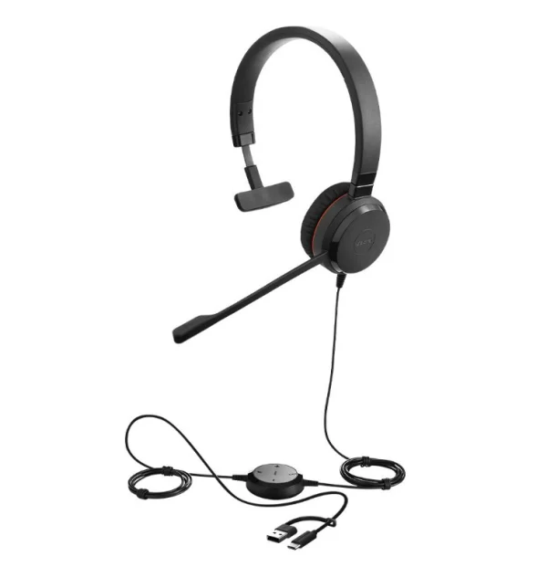 Jabra 5393-823-369 Evolve 30 II, USB C/A Mono MS Headset, Great calls and music