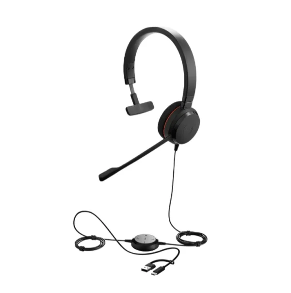 Jabra 4993-823-369 Evolve 20 SE, USB C/A, MS Mono Headset, Plug-and-play, Noise-cancelling