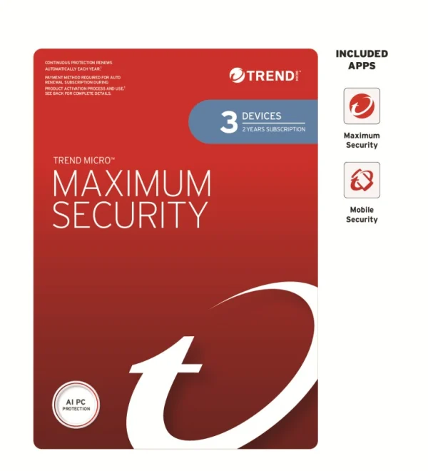 Trend Micro TICEWWMFXSCXFW Maximum Security (3 Devices) 2 Year Retail Mini Box Auto Re Trend Micro TICEWWMFXSCXFW Maximum Security (3 Devices) 2 Year Retail Mini Box Auto Re