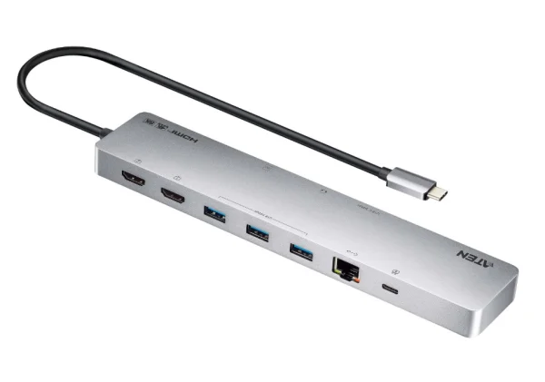 Aten UH3240-AT11-in-1 USB-C Multiport Dock with Power Pass-Through, 2x HDMI, 2x USB-C (1 for Aten UH3240-AT 11-in-1 USB-C Multiport Dock with Power Pass-Through, 2x HDMI